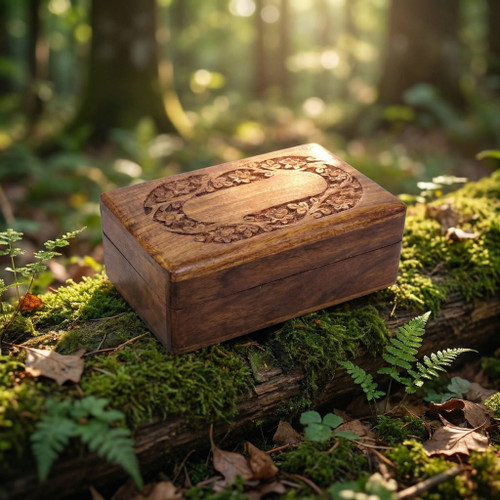 Wooden Carved Jewellery Box Flower design
