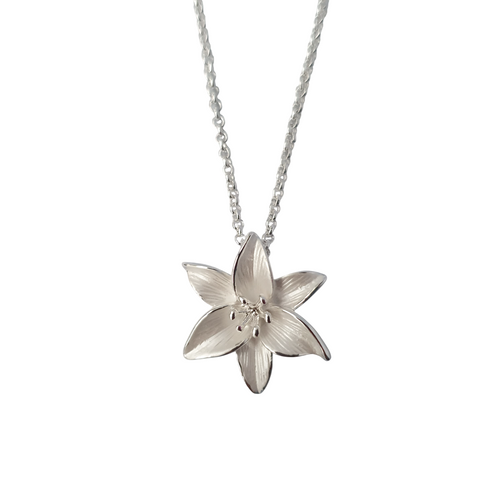 Silver Finish Lily Pendant