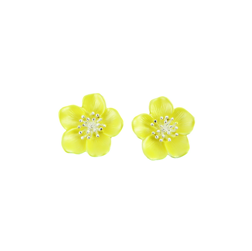 Silver Finish Buttercup Stud Earring Silver Finish Buttercup Stud Earring