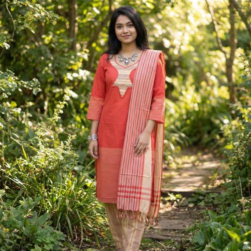 Red Monipuri Salwar Kameez - XLarge