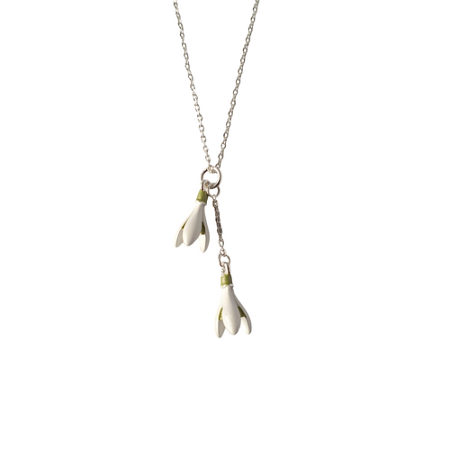 Silver Finish Snowdrop Flower Necklace