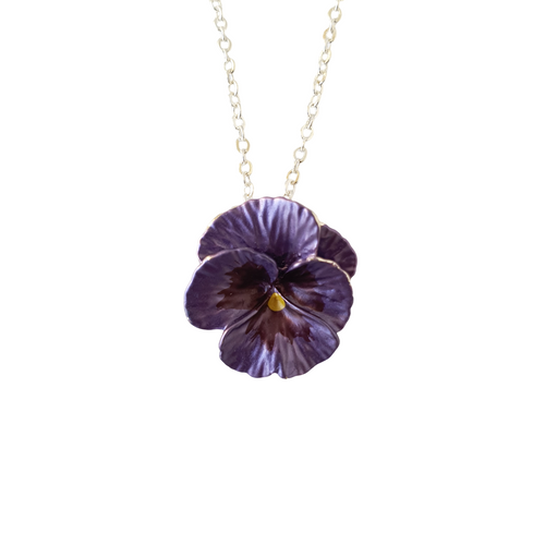 Pansy Purple Flower Necklace