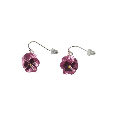 Pansy Pink Flower Drop Earrings Pansy Pink Flower Drop Earrings