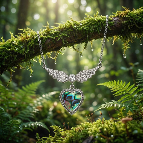 Tide Jewellery natural winged heart necklace