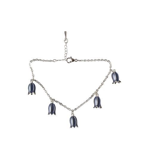 Silver Finish Bluebell Flower Charm Bracelet Silver Finish Bluebell Flower Charm Bracelet