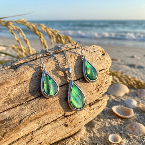 Tide Jewellery Green teardrop set