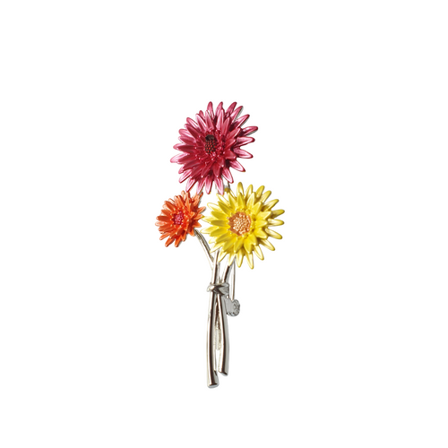 Silver Finish Gerbera Flower Bouquet Brooch Silver Finish Gerbera Flower Bouquet Brooch