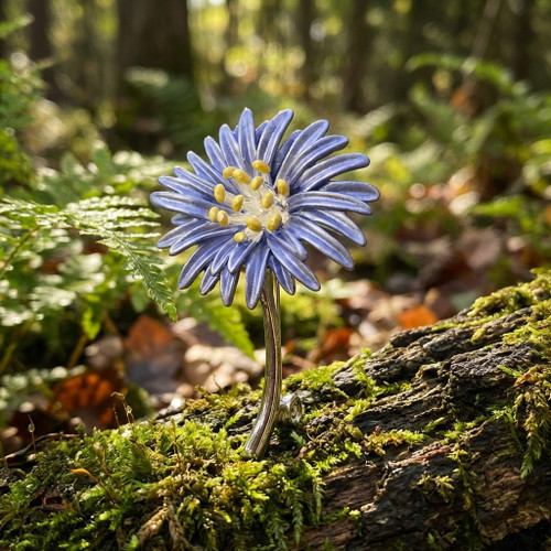 Aster Blue Flower Brooch