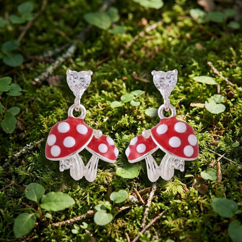 Silver Plated Mini Mushrooms Earrings