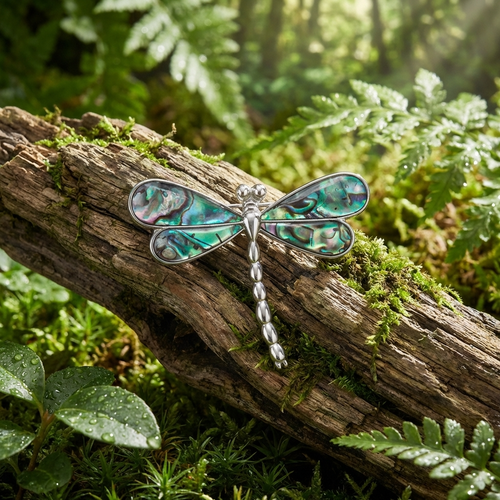 Tide Jewellery inlaid Paua Natural dragonfly brooch