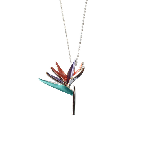 Silver Finish Bird of Paradise Flower Pendant Silver Finish Bird of Paradise Flower Pendant