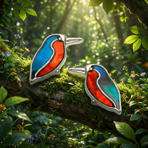 Kingfisher stud earrings