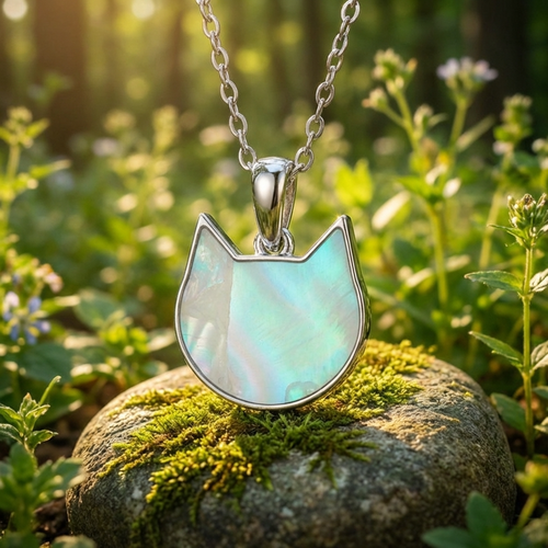 White cat necklace