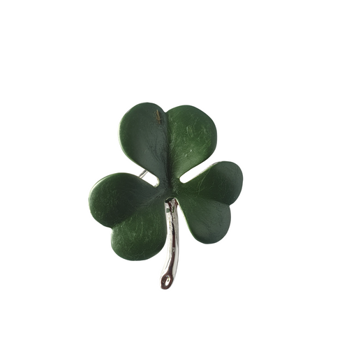 Silver Finish Shamrock Green Brooch Silver Finish Shamrock Green Brooch