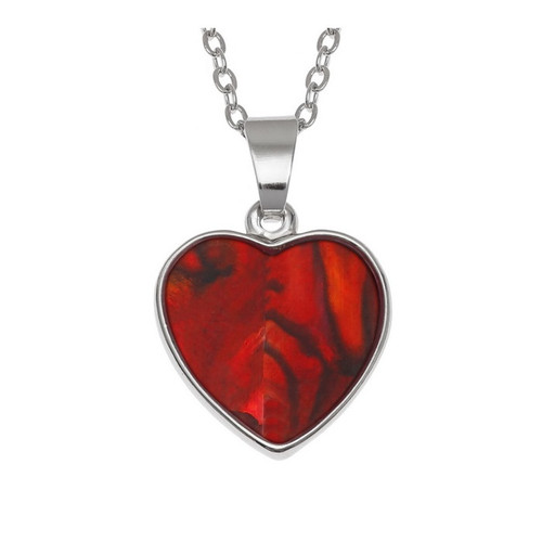 Paua Shell Red heart necklace