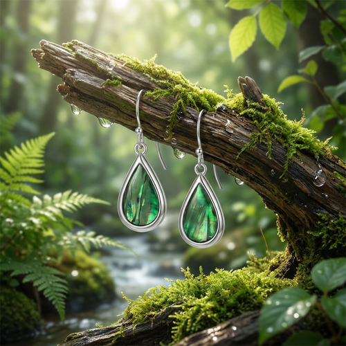 Green teardrop earrings