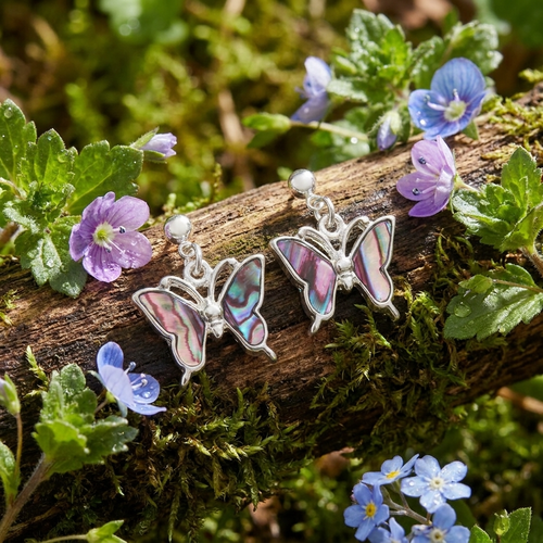 Pink butterfly earrings