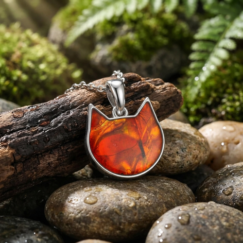 Paua Shell Ginger cat necklace (TJ457)
