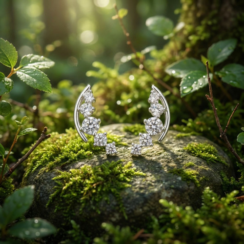 Silver Plated Glamorous Curved Earrings