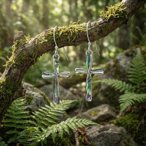 Natural cross earrings
