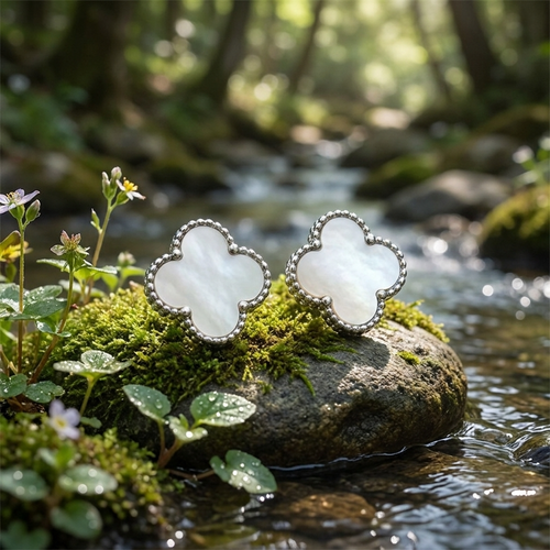 Paua Shell White quatrefoil earrings
