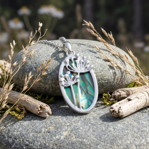 Paua Shell Cow parsley necklace