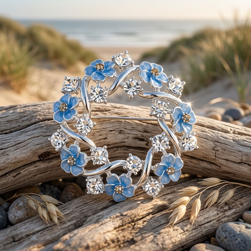 Silver Plated Forget me not flower special brooch