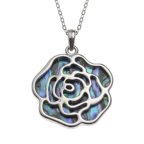 Tide Jewellery inlaid Paua shell rose pendant