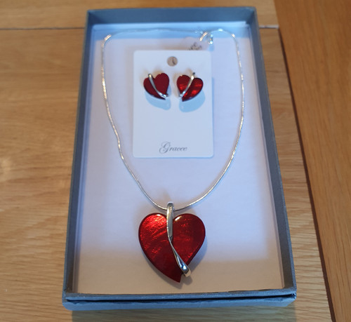 Red Heart Necklace and Earrings set