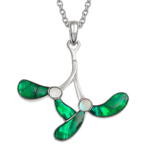 Tide Jewellery inlaid Green Paua shell  Mistletoe Necklace