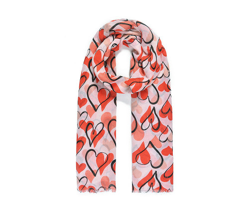 Red heart print scarf