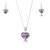 925 Silver Pendant & Earrings Set - Real Flower - Sm Heart