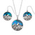 Tide Jewellery inlaid Paua shell Mountain Peaks pendant and earring set