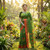 Grass Green with Maroon and Green border Monipuri Tant Saree
