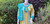 Yellow and Sky Blue Monipuri Salwar Kameez - Medium