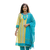 Yellow and Sky Blue Monipuri Salwar Kameez - Medium