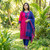 Magenta and Navy Blue Monipuri Salwar Kameez - Medium