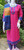 Pink and Navy Blue Monipuri Salwar Kameez - XXLarge