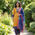 Mustard and Navy Blue Monipuri Salwar Kameez - XLarge