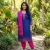 Navy Blue and Dark Pink Monipuri Salwar Kameez - XXLarge