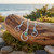 Tide Jewellery inlaid blue Paua shell Elegant spiral design pendant and earring set