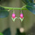 Rhodium Finish Tulip Pink Earring