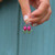 Rhodium Finish Tulip Pink Earring