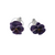 Silver Finish Pansy Purple Flower Stud Earrings