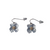 Silver Finish Poppy Blue Flower Drop Earrings