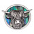 Tide Jewellery inlaid Paua Highland cow brooch