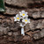 Silver Finish Narcissus White Daffodil Flower Bouquet Brooch