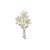 Silver Finish Narcissus White Daffodil Flower Bouquet Brooch