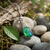 Green pear drop necklace