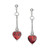 Paua Shell Red heart drop earrings